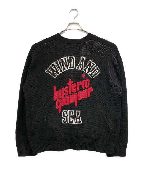 Hysteric Glamour（ヒステリックグラマー）Hysteric Glamour (ヒステリックグラマー) WIND AND SEA (ウィンダンシー) コラボニットカーディガン ブラック サイズ:SIZE Lの古着・服飾アイテム