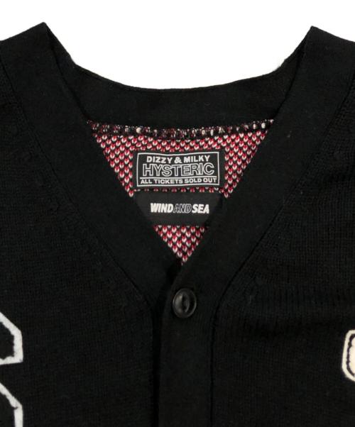 Hysteric Glamour（ヒステリックグラマー）Hysteric Glamour (ヒステリックグラマー) WIND AND SEA (ウィンダンシー) コラボニットカーディガン ブラック サイズ:SIZE Lの古着・服飾アイテム