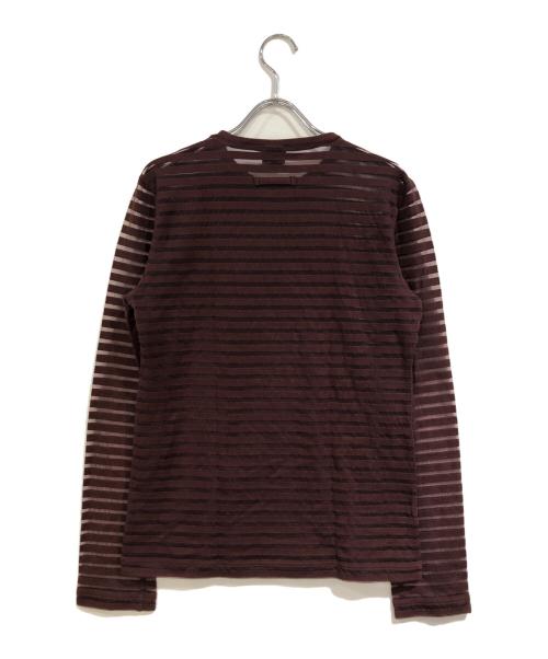 Jean Paul Gaultier homme（ジャンポールゴルチェオム）Jean Paul GAULTIER HOMME (ジャンポールゴルチェオム) ボーダーメッシュカットソー ブラウン サイズ:SIZE 48の古着・服飾アイテム
