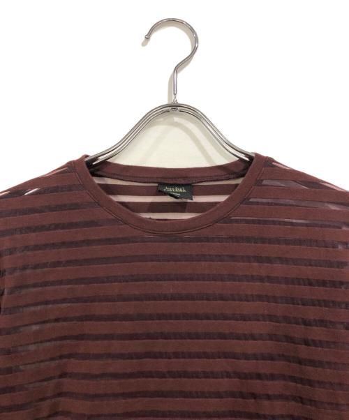 Jean Paul Gaultier homme（ジャンポールゴルチェオム）Jean Paul GAULTIER HOMME (ジャンポールゴルチェオム) ボーダーメッシュカットソー ブラウン サイズ:SIZE 48の古着・服飾アイテム