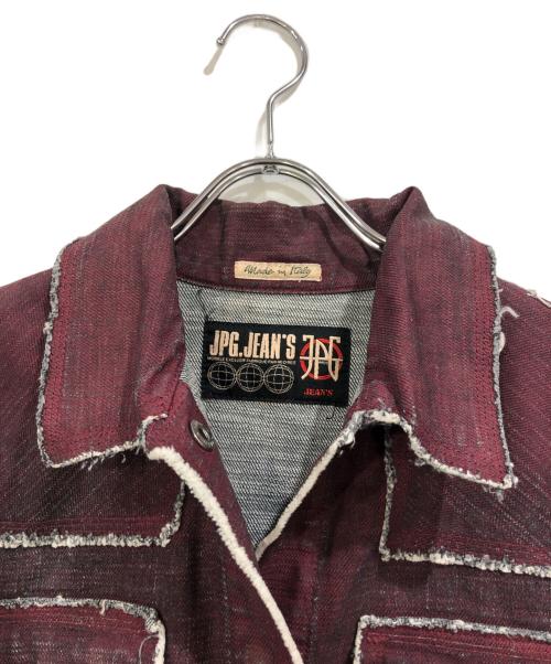 JPG JEANS（ジェーピージージーンズ）JPG JEANS (ジェーピージージーンズ) カットオフデザインデニムジャケット レッド サイズ:不明の古着・服飾アイテム