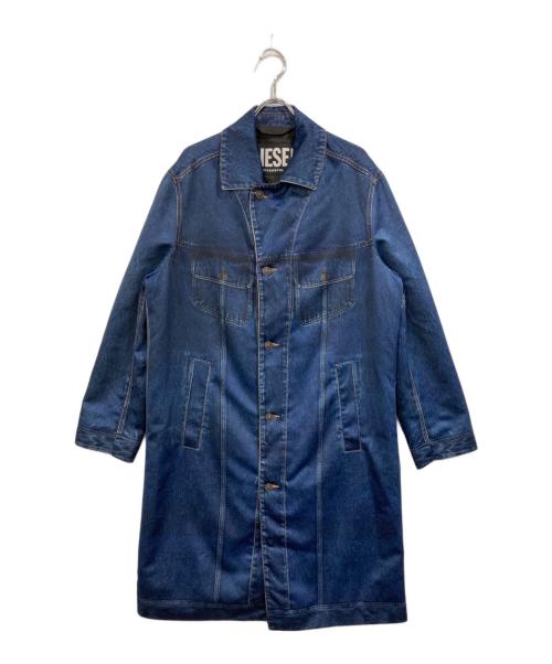 DIESEL（ディーゼル）DIESEL (ディーゼル) デニム転写プリントステンカラーコート インディゴ サイズ:SIZEｘｓの古着・服飾アイテム