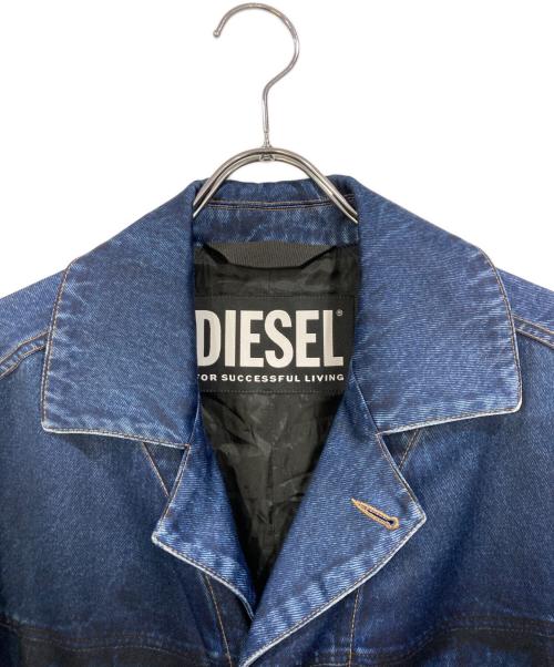 DIESEL（ディーゼル）DIESEL (ディーゼル) デニム転写プリントステンカラーコート インディゴ サイズ:SIZEｘｓの古着・服飾アイテム