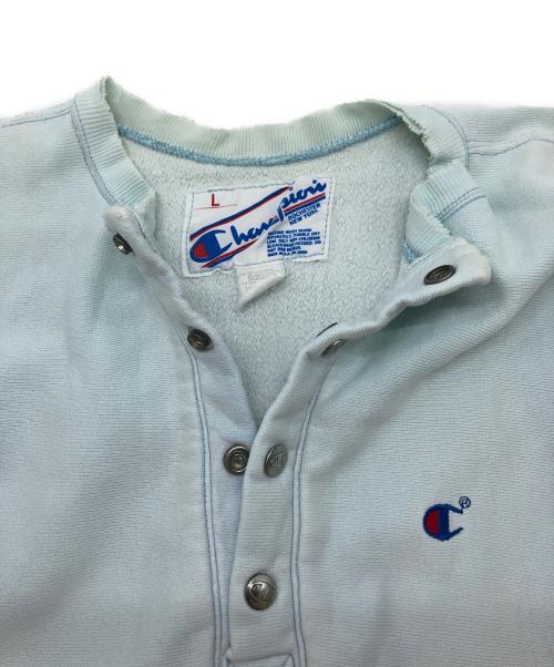 Champion（チャンピオン）Champion (チャンピオン) ハーフボタンスウェット ブルー サイズ:SIZE Lの古着・服飾アイテム