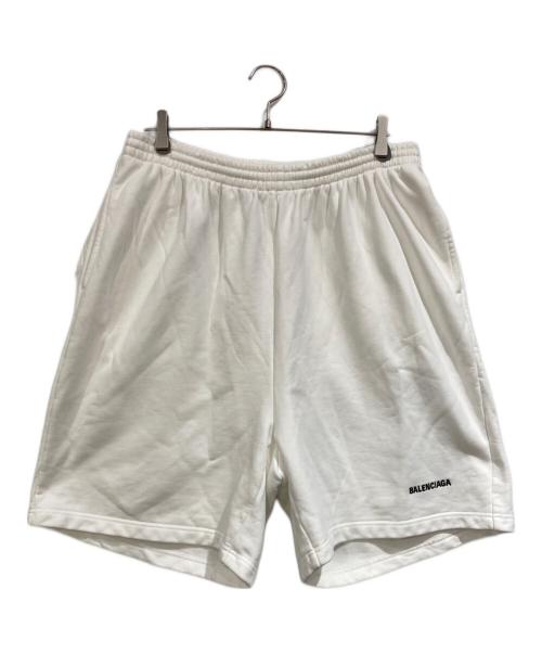 BALENCIAGA（バレンシアガ）BALENCIAGA (バレンシアガ) ロゴ刺繍スウェットハーフパンツ ホワイト サイズ:SIZE Sの古着・服飾アイテム