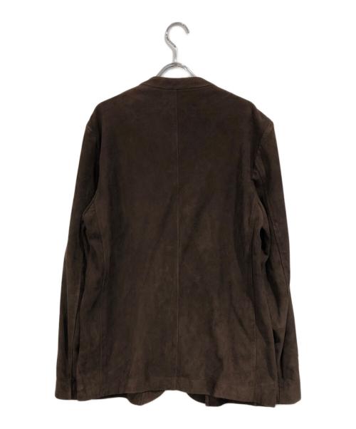 quattrocchi（クアトロッキ）quattrocchi (クアトロッキ) ノーカラースエードジャケット ブラウン サイズ:SIZE 44の古着・服飾アイテム