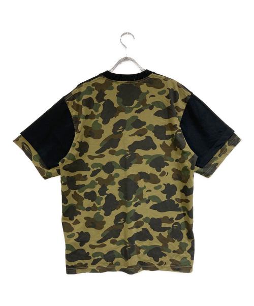 A BATHING APE（アベイシングエイプ）A BATHING APE (アベイシングエイプ) カモフラージュパネル Tシャツ ブラック×グリーン サイズ:SIZE Sの古着・服飾アイテム