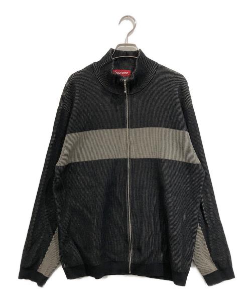 SUPREME（シュプリーム）Supreme (シュプリーム) 2-Tone Ribbed ZipUp Sweater ブラック×グレー サイズ:SIZE Mの古着・服飾アイテム