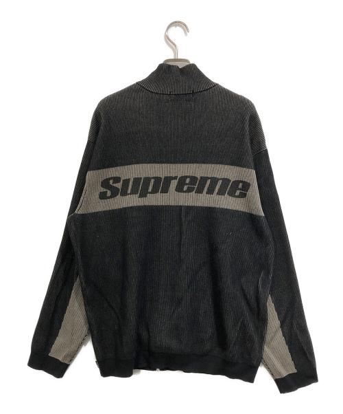 SUPREME（シュプリーム）Supreme (シュプリーム) 2-Tone Ribbed ZipUp Sweater ブラック×グレー サイズ:SIZE Mの古着・服飾アイテム