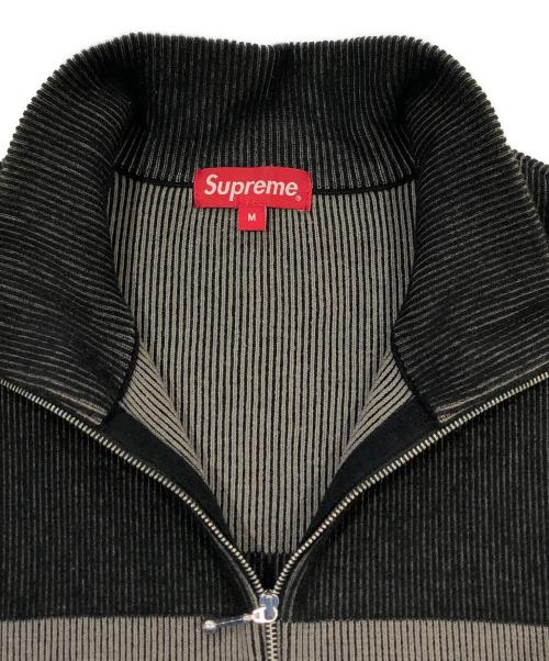 SUPREME（シュプリーム）Supreme (シュプリーム) 2-Tone Ribbed ZipUp Sweater ブラック×グレー サイズ:SIZE Mの古着・服飾アイテム