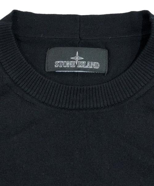 STONE ISLAND（ストーンアイランド）STONE ISLAND (ストーンアイランド) クルーネックニット ブラック サイズ:SIZE Lの古着・服飾アイテム