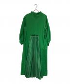 TOGA PULLAトーガ プルラ）の古着「TAFFETA PLEATS DRESS」｜グリーン