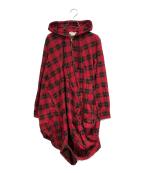COMME des GARCONSコムデギャルソン）の古着「タータンチェック捻じれパーカー」｜レッド