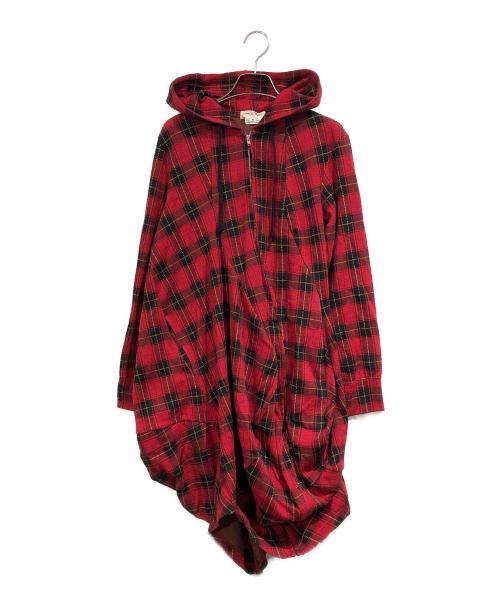 COMME des GARCONS（コムデギャルソン）COMME des GARCONS (コムデギャルソン) タータンチェック捻じれパーカー レッド サイズ:SIZE Mの古着・服飾アイテム