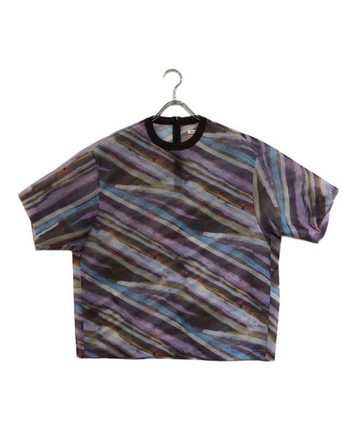 HERALBONY（ヘラルボニー）HERALBONY (ヘラルボニー) シアーラッセルTシャツ「無題」 ブルー サイズ:ＳＩＺＥＦＲＥＥの古着・服飾アイテム