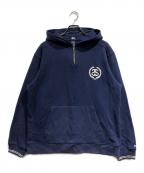 stussyステューシー）の古着「ハーフジップパーカー」｜ネイビー