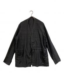DEVOA（デヴォア）の古着「シルクノーカラージャケット」｜ブラック
