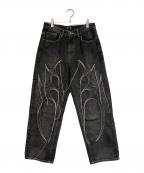 THUG CLUBサグ クラブ）の古着「TRIVAL TREE DENIM PANTS」｜ブラック