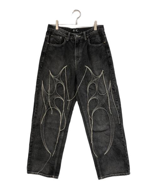 THUG CLUB（サグ クラブ）THUG CLUB (サグ クラブ) TRIVAL TREE DENIM PANTS ブラック サイズ:SIZE 1の古着・服飾アイテム