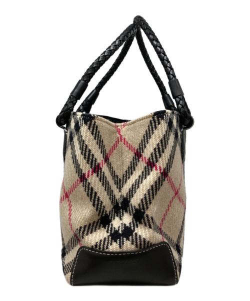 BURBERRY（バーバリー）BURBERRY (バーバリー) ハンドバッグ ノバチェック 編み込みハンドル ブラウンの古着・服飾アイテム