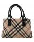 BURBERRY (バーバリー) ハンドバッグ ノバチェック 編み込みハンドル ブラウン：15000円