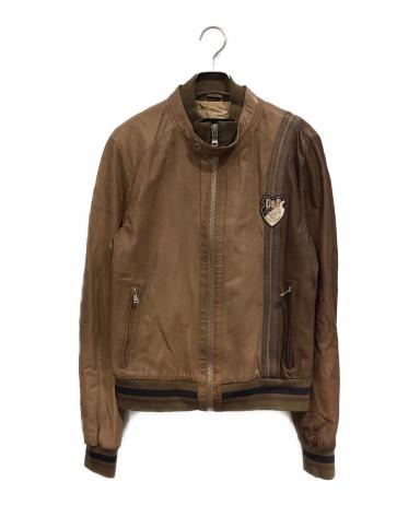 タグ付 ドルチェ＆ガッバーナ 01SS クラックレザージャケット ブラウン 46 中古・古着通販】DOLCE & GABBANA (ドルチェ＆ガッバーナ) レザー