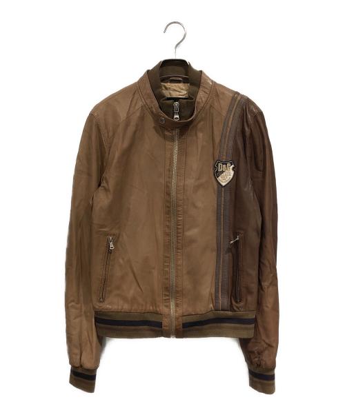 DOLCE & GABBANA（ドルチェ＆ガッバーナ）DOLCE & GABBANA (ドルチェ＆ガッバーナ) レザージャケット ブラウン サイズ:SIZE 50の古着・服飾アイテム