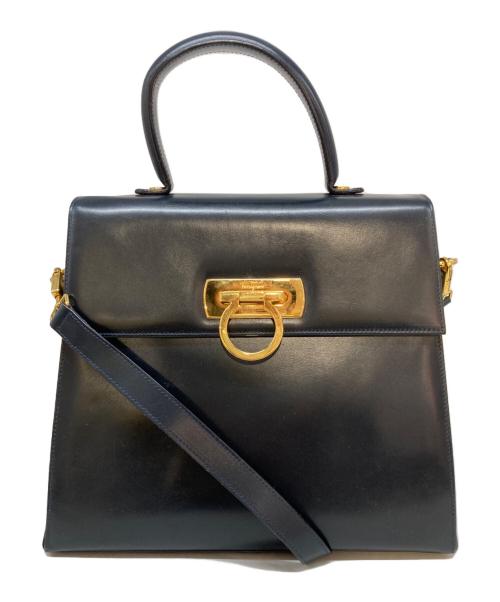 Salvatore Ferragamo（サルヴァトーレ フェラガモ）Salvatore Ferragamo (サルヴァトーレ フェラガモ) ガンチーニハンドバッグ ネイビーの古着・服飾アイテム
