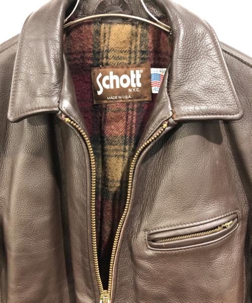 Schott（ショット）Schott (ショット) 裏地ブランケットレザージャケット ブラウン サイズ:SIZE40の古着・服飾アイテム