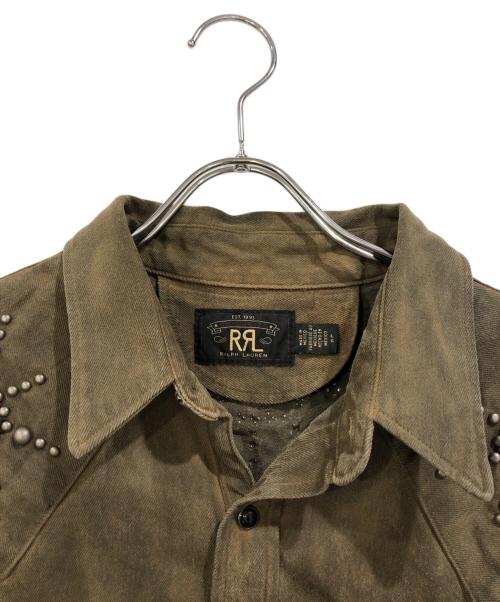 RRL（ダブルアールエル）RRL (ダブルアールエル) スリムフィットスタデッドデニム ウエスタン シャツ カーキ サイズ:SIZE Lの古着・服飾アイテム
