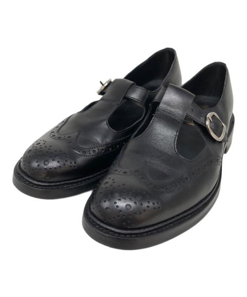 Tricker's（トリッカーズ）Tricker's (トリッカーズ) ブラックボックススカーフTストラップシューズ ブラック サイズ:ＳＩＺＥ9の古着・服飾アイテム