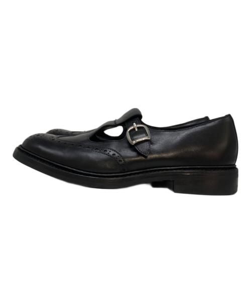 Tricker's（トリッカーズ）Tricker's (トリッカーズ) ブラックボックススカーフTストラップシューズ ブラック サイズ:ＳＩＺＥ9の古着・服飾アイテム
