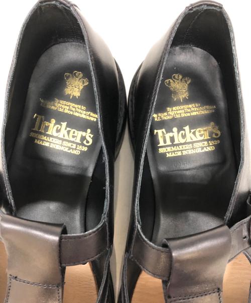 Tricker's（トリッカーズ）Tricker's (トリッカーズ) ブラックボックススカーフTストラップシューズ ブラック サイズ:ＳＩＺＥ9の古着・服飾アイテム