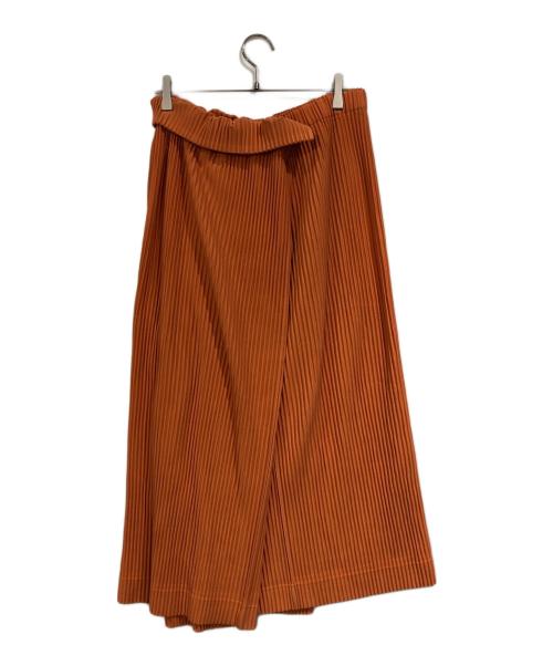 HOMME PLISSE ISSEY MIYAKE（オム プリッセ イッセイ ミヤケ）HOMME PLISSE ISSEY MIYAKE (オム プリッセ イッセイ ミヤケ) アシンメトリープリーツワイドパンツ オレンジ サイズ:SIZE 2の古着・服飾アイテム