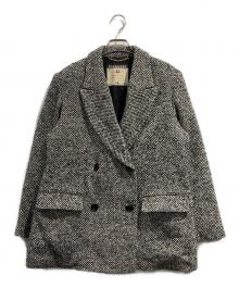 journal standard L'essage（ジャーナルスタンダード レサージュ）の古着「CANGIOLI ヘリンボーンジャケットコート」｜ホワイト×ブラック
