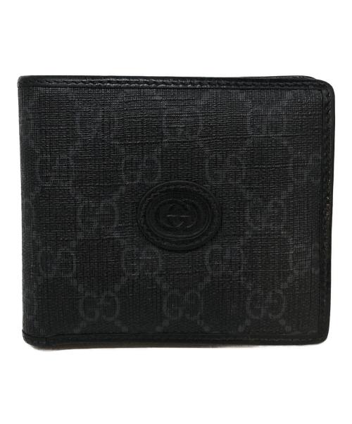 GUCCI（グッチ）GUCCI (グッチ) インターロッキングG二つ折り財布 ブラックの古着・服飾アイテム