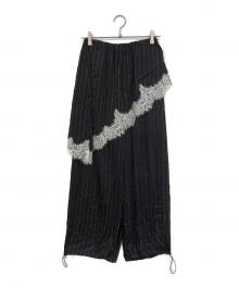 MAISON SPECIAL（メゾンスペシャル）の古着「Wrap Satin Lace Pants」｜ブラック×ホワイト