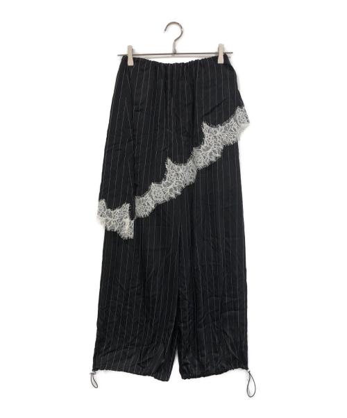 MAISON SPECIAL（メゾンスペシャル）MAISON SPECIAL (メゾンスペシャル) Wrap Satin Lace Pants ブラック×ホワイト サイズ:SIZE 36の古着・服飾アイテム