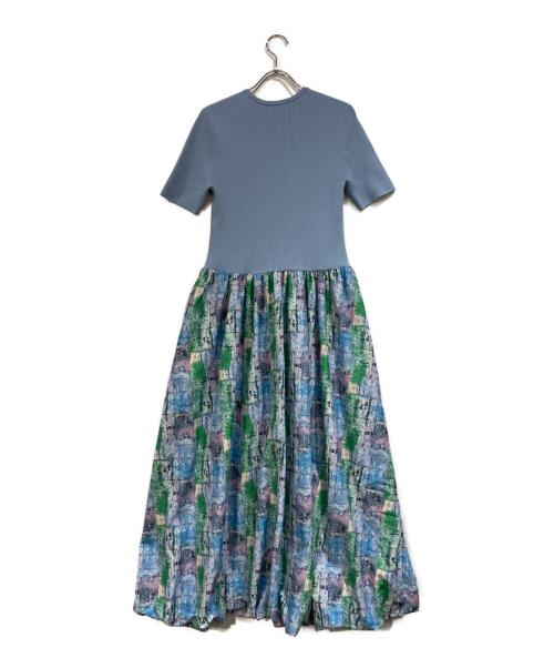 HERALBONY（ヘラルボニー）HERALBONY (ヘラルボニー) ニットコンビワンピース「壁」 ブルー サイズ:SIZE Freeの古着・服飾アイテム