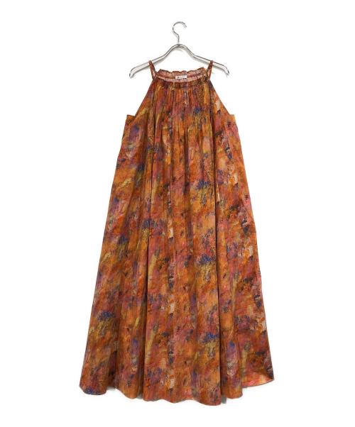 HERALBONY（ヘラルボニー）HERALBONY (ヘラルボニー) ピンタックキャミソールワンピース「くじゃく」 オレンジ サイズ:SIZE Freeの古着・服飾アイテム