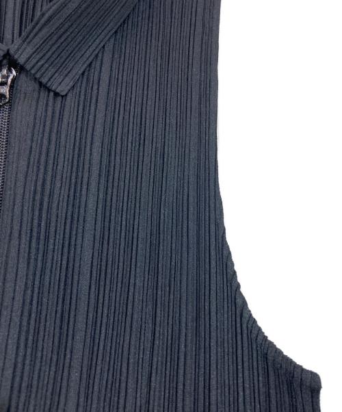 PLEATS PLEASE（プリーツプリーズ）PLEATS PLEASE (プリーツプリーズ) ジップアップノースリーブプリーツブラウス ブラック サイズ:33の古着・服飾アイテム