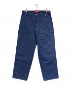 SUPREME×b.b.Simonシュプリーム×ビービーサイモン）の古着「コラボダブルニーペインターパンツ」｜ブルー
