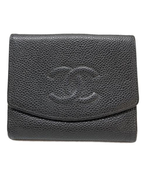 CHANEL（シャネル）CHANEL (シャネル) ココマーク3つ折り財布 ブラックの古着・服飾アイテム