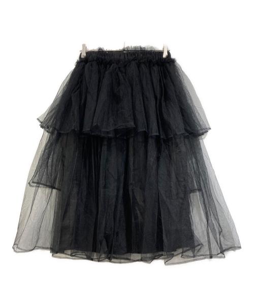 noir kei ninomiya（ノワール ケイ ニノミヤ）noir kei ninomiya (ノワール ケイ ニノミヤ) ティアードレースチュールスカート ブラック サイズ:SIZE Sの古着・服飾アイテム