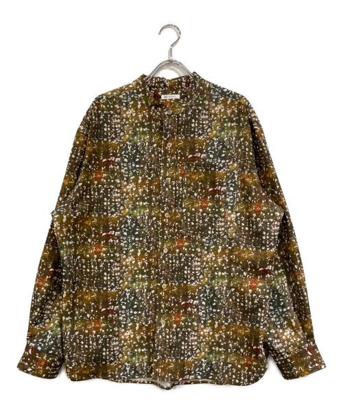 HERALBONY（ヘラルボニー）HERALBONY (ヘラルボニー) バンドカラーシャツ「秋」 グリーン×ブラウン サイズ:SIZE Mの古着・服飾アイテム