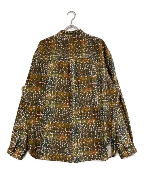 HERALBONY（ヘラルボニー）HERALBONY (ヘラルボニー) バンドカラーシャツ「秋」 グリーン×ブラウン サイズ:SIZE Mの古着・服飾アイテム