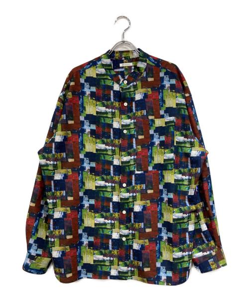 HERALBONY（ヘラルボニー）HERALBONY (ヘラルボニー) バンドカラーシャツ「My world」 ネイビー×グリーン サイズ:SIZE Lの古着・服飾アイテム