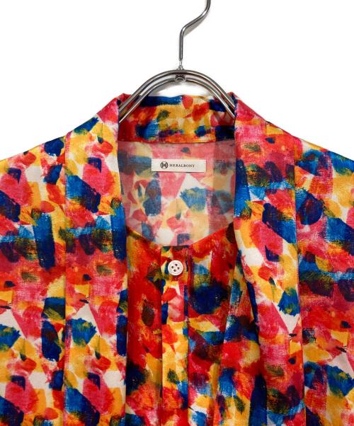 HERALBONY（ヘラルボニー）HERALBONY (ヘラルボニー) サテンボウタイブラウス「non title」 レッド×ブルー サイズ:SIZE Freeの古着・服飾アイテム