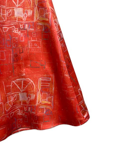 HERALBONY（ヘラルボニー）HERALBONY (ヘラルボニー) サテンスカート「無題」 オレンジ サイズ:SIZE Mの古着・服飾アイテム