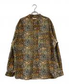 HERALBONYヘラルボニー）の古着「バンドカラーシャツ「秋」」｜グリーン×ホワイト
